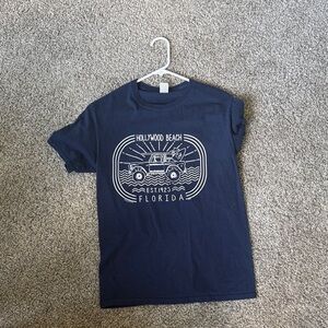 Navy Kids T-Shirt with Beach Print